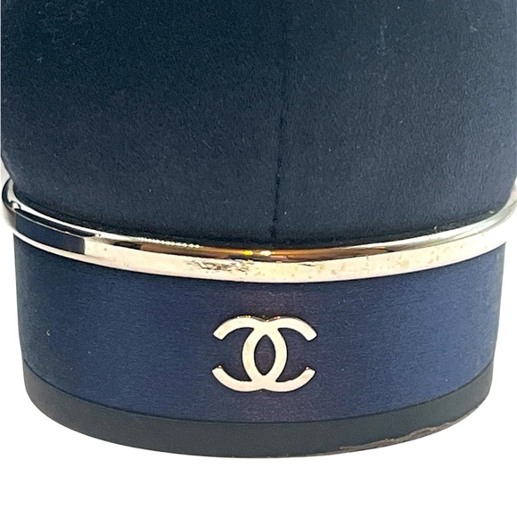 CHANEL Satin Mary Jane Flats CC Logo Navy Blue Size 38.5EU / 8.5US - Picture 7 of 16